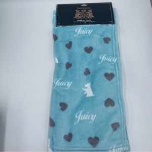 Juicy Couture Scottie Hearts Soft Plush Pet Blanket Blue New